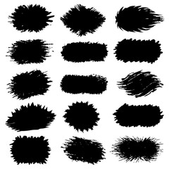 A collection of bold black brush strokes arranged on a white background