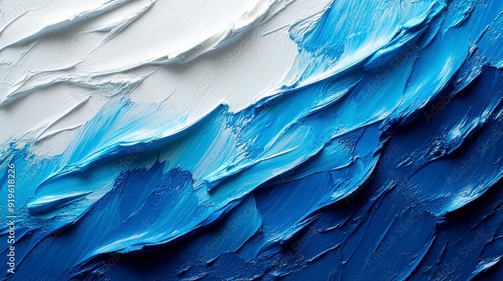 Poster abstract texture with undulating strokes of acrylic paint close-up.