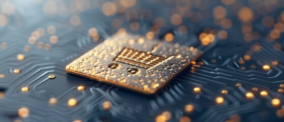  A tight shot of a processor chip atop a printed circuit board, dotted with water droplets