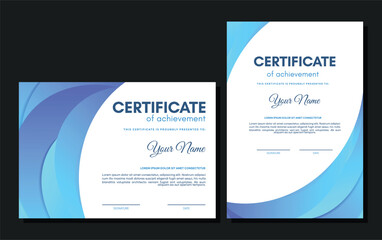 blue abstract wave style business certificate