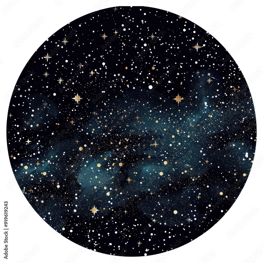 Sticker png cosmic starry night sky illustration