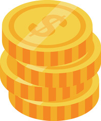 Stack of gold coins featuring the dollar sign, symbolizing wealth, success, and financial abundance