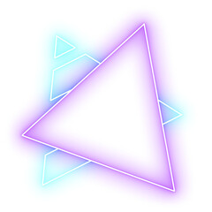 Glow neon geometric shape retro style 90s on transparent background.