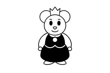 Cute Mouse Queen with Crown Cartoon Vector Illustration, Adorable cartoon mouse queen with a crown, perfect for illustrations and clipart.