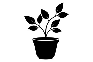 Black Plant in Pot Silhouette Vector Illustration, Clipart, Line Art Design, Black plant in pot silhouette, perfect for vector illustrations and clipart