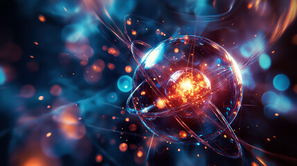 Obraz premium Glowing Particle Universe Fusion of Energy and Light Cosmic Science