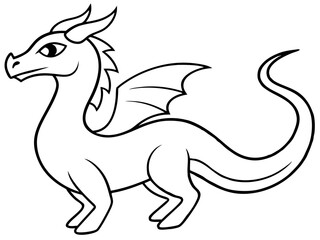 Dragon Vector Illustration Cartoon, Clipart, and Line Art Design, Detailed dragon vector illustration with cartoon, clipart, and line art designs