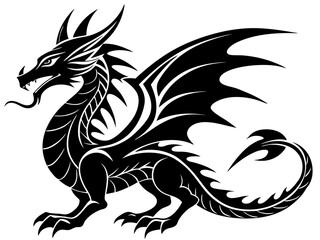 Dragon Vector Illustration Cartoon, Clipart, and Line Art Design, Detailed dragon vector illustration with cartoon, clipart, and line art designs