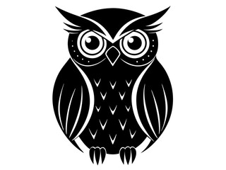 Black and White Owl Illustration Vector Owl Cartoons, Clipart, and Line Art Design,  Detailed black and white owl vector illustration, ideal for clipart, cartoons, and line art designs.