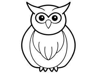 Black and White Owl Illustration Vector Owl Cartoons, Clipart, and Line Art Design,  Detailed black and white owl vector illustration, ideal for clipart, cartoons, and line art designs.