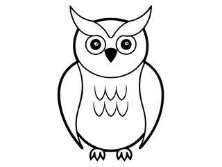 Black and White Owl Illustration Vector Owl Cartoons, Clipart, and Line Art Design,  Detailed black and white owl vector illustration, ideal for clipart, cartoons, and line art designs.