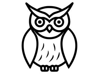Black and White Owl Illustration Vector Owl Cartoons, Clipart, and Line Art Design,  Detailed black and white owl vector illustration, ideal for clipart, cartoons, and line art designs.