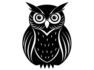 Black and White Owl Illustration Vector Owl Cartoons, Clipart, and Line Art Design,  Detailed black and white owl vector illustration, ideal for clipart, cartoons, and line art designs.