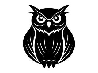 Black and White Owl Illustration Vector Owl Cartoons, Clipart, and Line Art Design,  Detailed black and white owl vector illustration, ideal for clipart, cartoons, and line art designs.