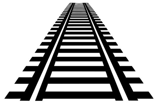 Parallel Train Tracks Vector Illustration on White Background Clipart And Line Art Design, Vector of parallel train tracks on white background, ideal for clipart, line art, and design use
