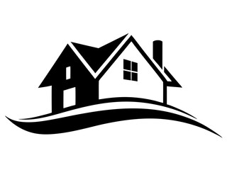 Real Estate Logo on White Background Vector Illustration, Cartoons, Clipart, Line Art Design, Real estate logo on a white background in vector, cartoon, clipart, and line art design.
