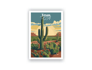 Texas, USA - Vintage travel poster. Vector illustration. High quality prints