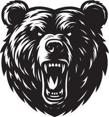 Obraz premium Bear Head Mascot Silhouette vector illustration isolated on a white background