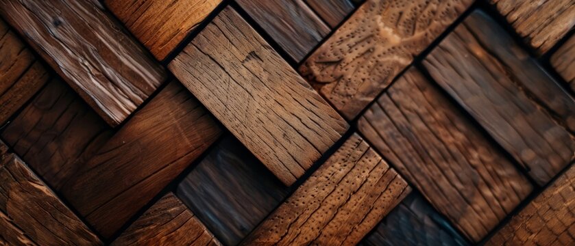 two distinct patterns of wood planks flanking each side