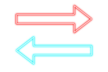 Neon arrow sign isolated on transparent background. Blue and red neon laser arrows. Glowing arrow direction affect. Electricity fluorescent glowing graphic. Neon light colorful arrows design elements © Zoriala HN