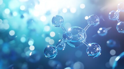 Molecular Structure in Abstract Blue Background