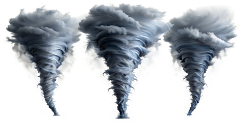 Set of tornado isolated on white background.AI GENERATED
