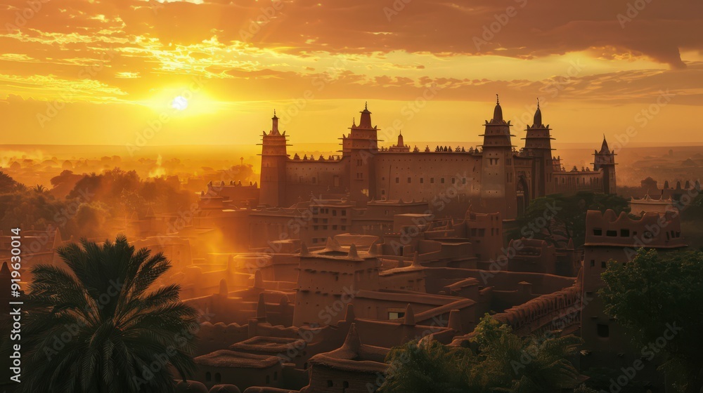 Poster sunrise with a backdrop of the rising sun, creating a dramatic and inspiring image of this architect