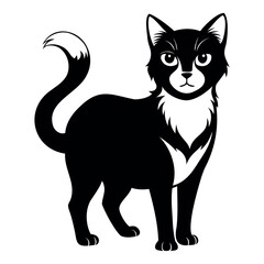 Cute Cat cartoon silhouette Vector Illustration isolated on a white background