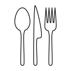 outline spoon, fork and knife