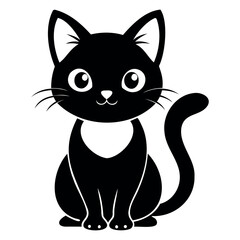Cute Cat cartoon silhouette Vector Illustration isolated on a white background