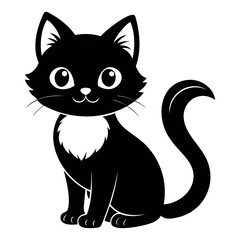 Cute Cat cartoon silhouette Vector Illustration isolated on a white background