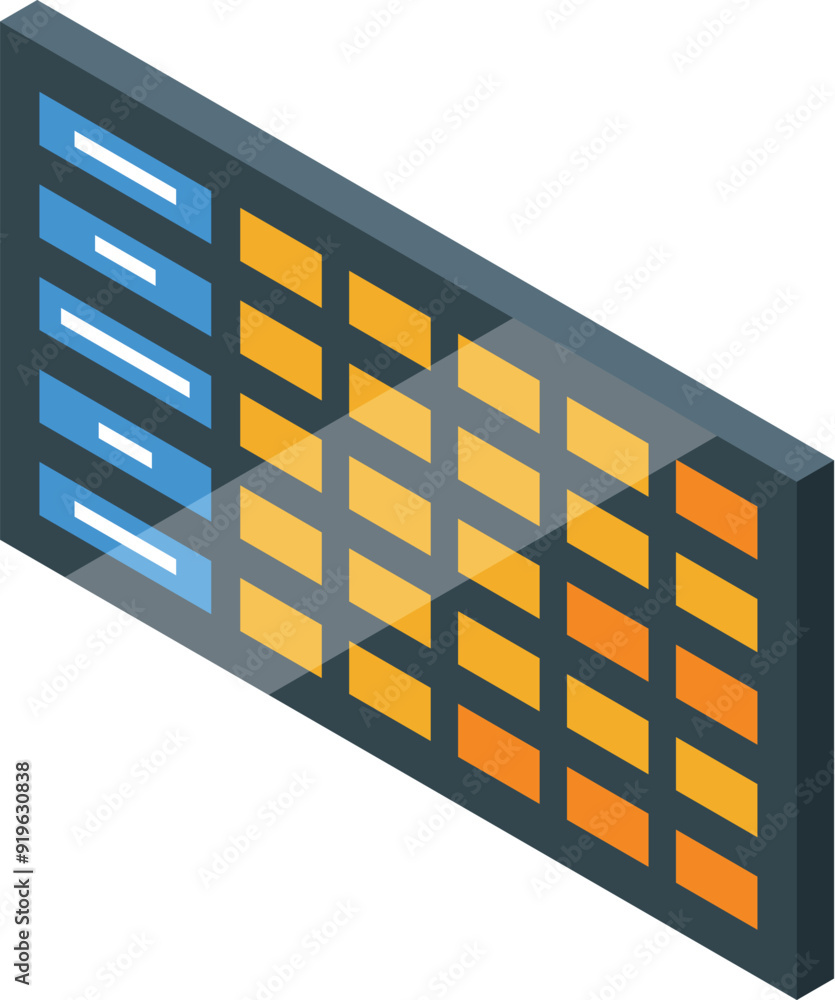 Poster digital audio workstation showing tracks being mixed with faders and knobs