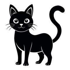 Cute Cat cartoon silhouette Vector Illustration isolated on a white background