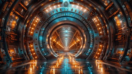 Futuristic Tunnel with Glowing Lights