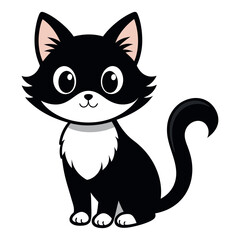 Cute Cat cartoon silhouette Vector Illustration isolated on a white background