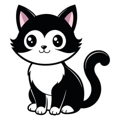 Cute Cat cartoon silhouette Vector Illustration isolated on a white background