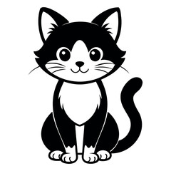 Cute Cat cartoon silhouette Vector Illustration isolated on a white background