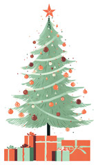 Fototapeta premium PNG Festive Christmas tree illustration