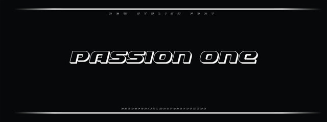 Fototapeta premium PASSION ONE, Sports minimal tech font letter set. Luxury vector typeface for company.