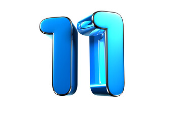 Blue number 11 3d illustration. Advertising signs. Product design. Product sales