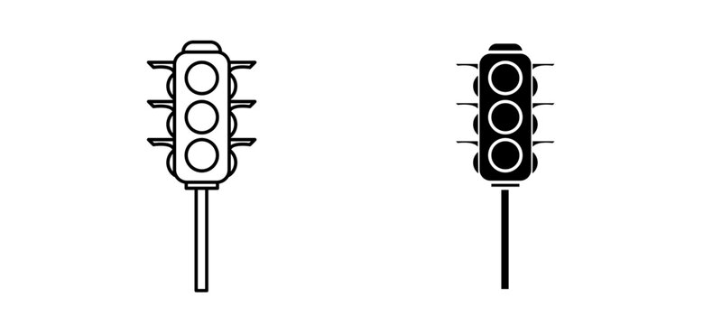 Traffic control light silhouette, flat icon of traffic lights for apps and websites