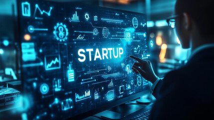 Fototapeta premium dynamic interaction between entrepreneurs and investors in the startup ecosystem, fostering growth and innovation