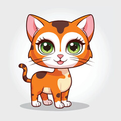 Fototapeta premium Hand Drawn Cute Cat Mascot Cartoon Character Icon Sticker Stylish Flat Vector Illustration 