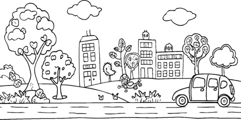 coloring page for kids minimalist 2d black outlines vector illustrations