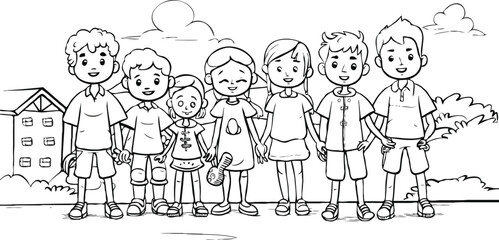 coloring page for kids minimalist 2d black outlines vector illustrations