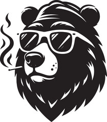 Cool Bear Silhouette vector illustration isolated on a white background