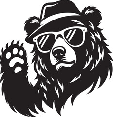 Cool Bear Silhouette vector illustration isolated on a white background