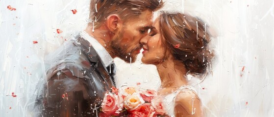 Man, woman kiss - before rain-soaked window; glass, raindrops fall