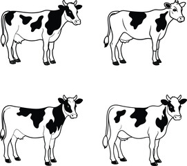 cow line art coloring page design template
