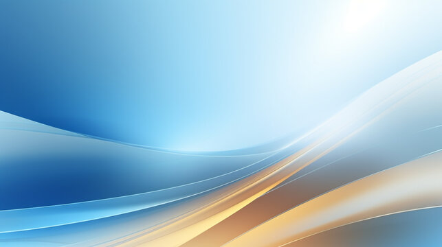 soft color background with blue waves and soft gild lines on a blue background. Blue wave gradient color background. gold curve banner design.